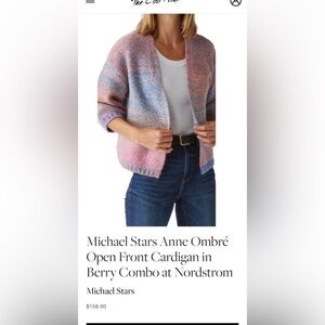 Michael Stars Anne Ombre Open Front Cardigan - Berry Combo
